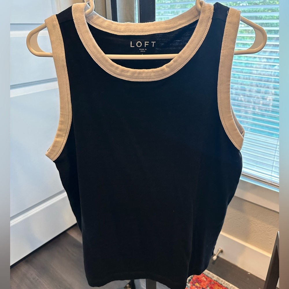 LOFT Black Tank with White Trim